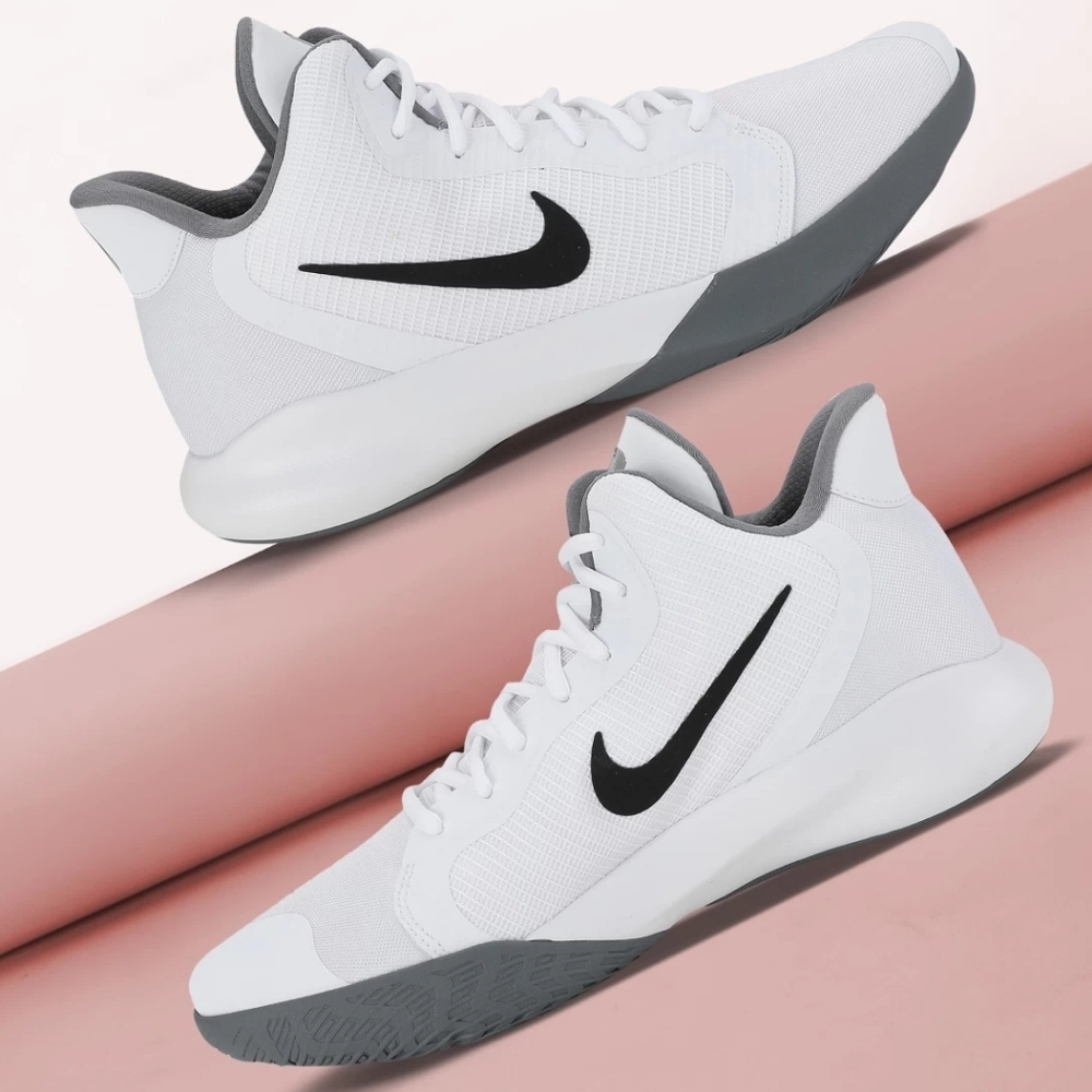 Nike Precision 3 Basketball Sneakers Sz: 5'(Boys) White/Black - Unisex